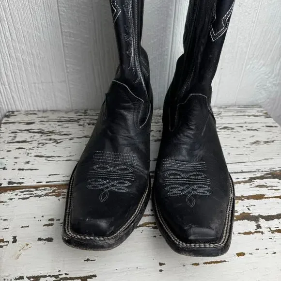 Dos Amigos Western Wear Black Pointed Toe Men's Boots Size 9 Mexico Leather